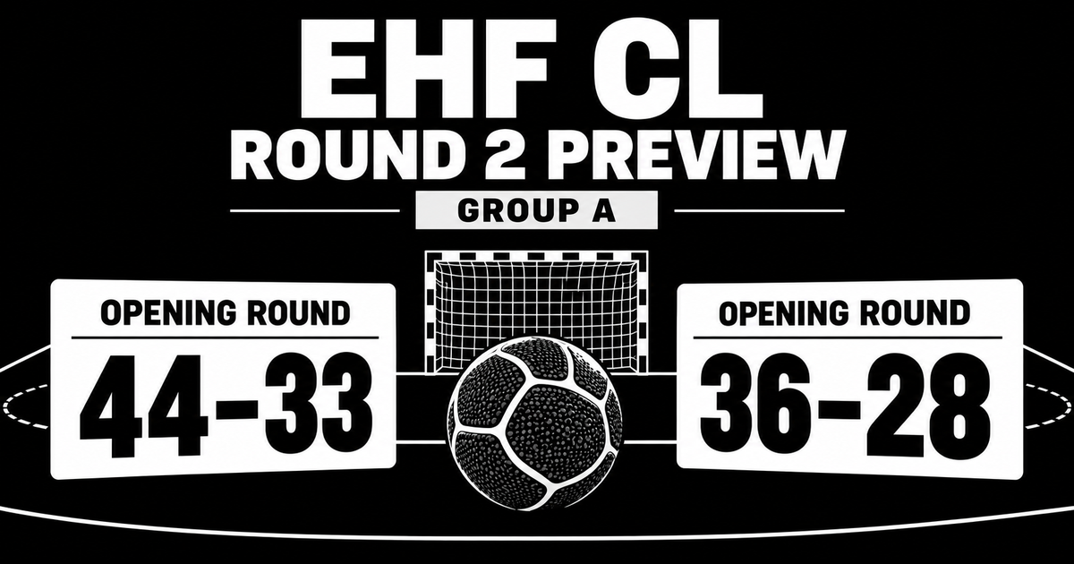 EHF男子CL第2節、フュクセ・ベルリンとワン・ヴェスプレームの対戦をイメージした黒白の抽象デザイン