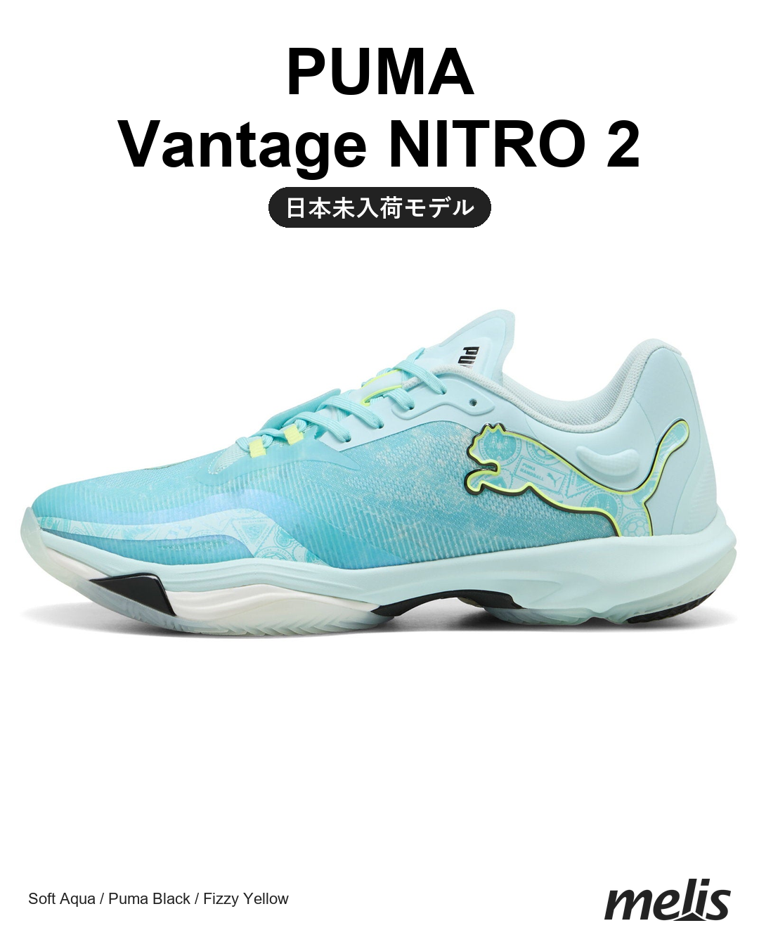 プーマ ハンドボールシューズ 限定 RTG カラー3モデル(アクセラレート・エリミネイト・ヴァンテージ) 03-vantage-aqua-side